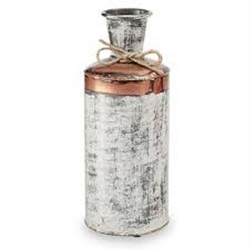 Tall Distressed Tin & Copper Vase